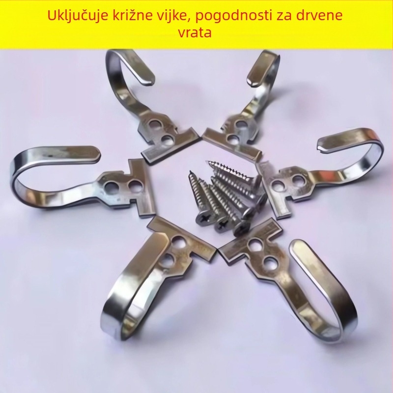 Teški galvanizirani željezni kukici za zavjese na vrata; kompatibilni s vratima s drvenim okvirom i prozorima od aluminijske legure; čvrsti zidni kukici za odjeću i torbe