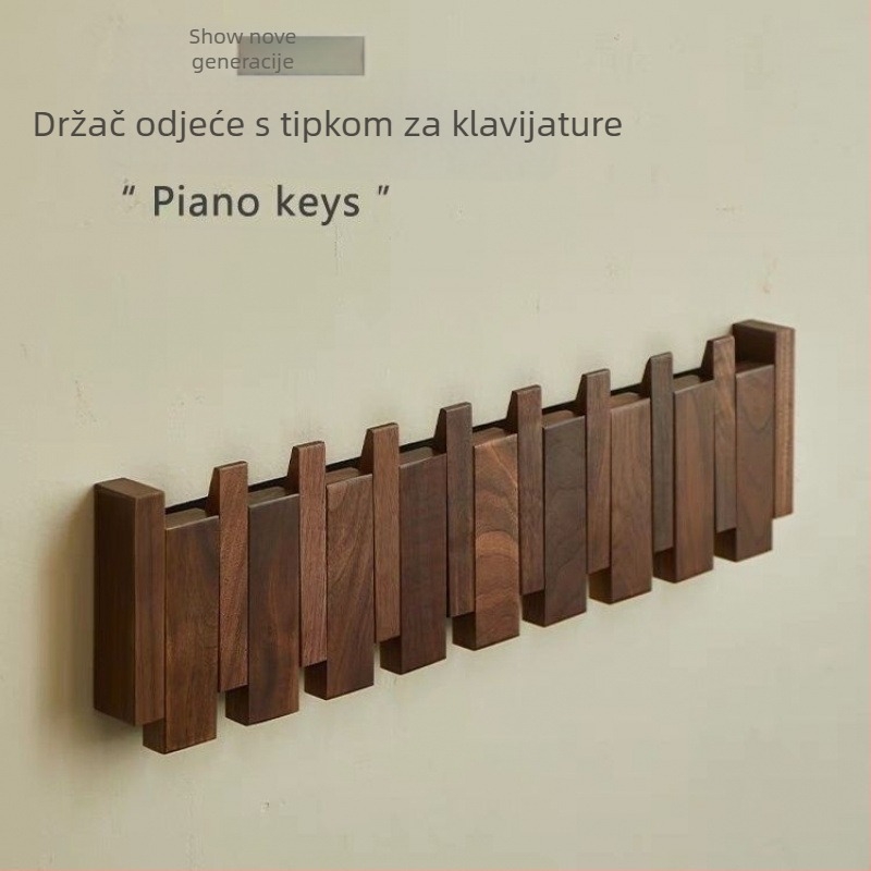 Zidna vješalica za kapute i šešire — bez bušenja, drveni materijal, nosivost 111, moderan minimalistički dizajn