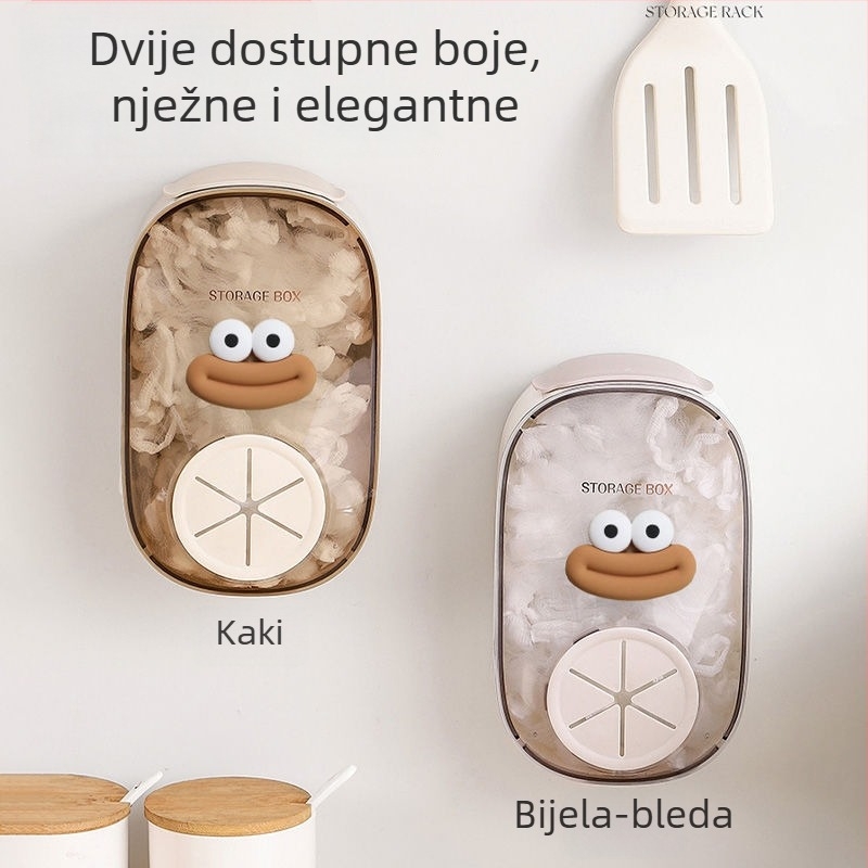 Zidna plastična kutija za pohranu plastične folije u kuhinji — bez bušenja, crtić uzorak, pohrana