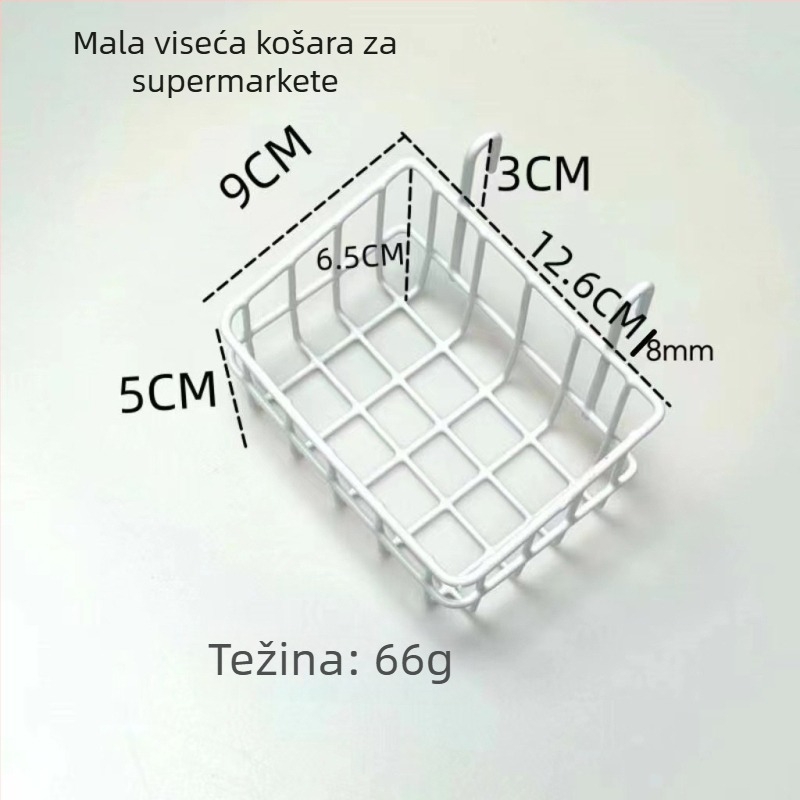 Viseći mrežasti koš od kovanog željeza za police i skladištenje