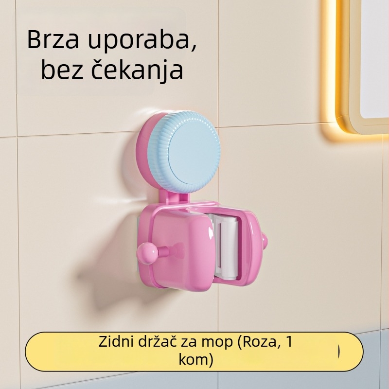 Držač za mop sa usisnom čašom, zidni bez bušenja, plastika, 105 g, moderan jednostavan dizajn