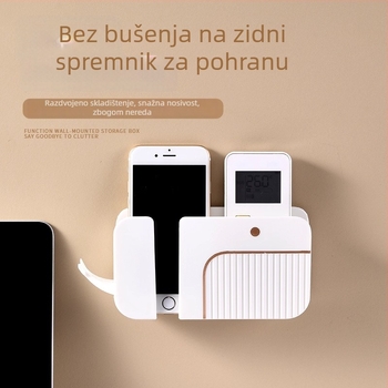 Stalak za telefon na zid — plastika, srednji model, višenamjenska polica uz krevetu, bez montaže i bušenja