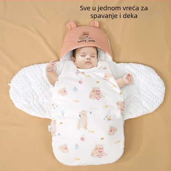 Novorođenče: sve-u-jednom vreća za spavanje s integriranim anti-kick prekrivačem od 100% pamuka, za jesen i zimu.
