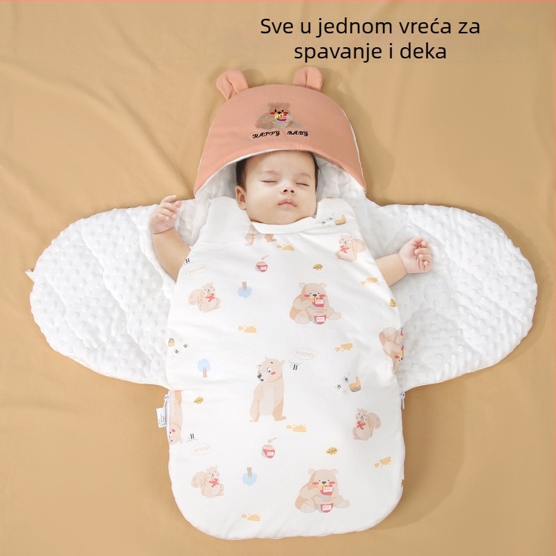 Novorođenče: sve-u-jednom vreća za spavanje s integriranim anti-kick prekrivačem od 100% pamuka, za jesen i zimu.