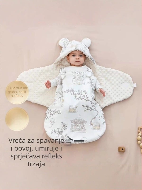 Dječji zimski spavaći vreć, 3 u 1, 100% pamuk, kokonski stil, konstantna temperatura