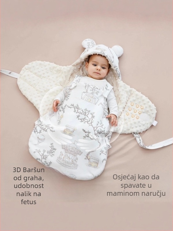 Dječji zimski spavaći vreć, 3 u 1, 100% pamuk, kokonski stil, konstantna temperatura