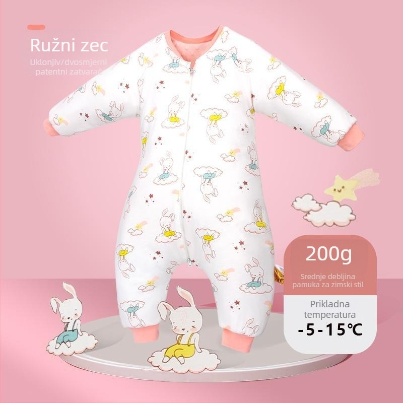 Card Partner Dječji spavaći vreć s podijeljenim nogama, dvostruki sloj pamuka, tkanina od čiste pamuka, punilo od pamuka, proljeće–jesen