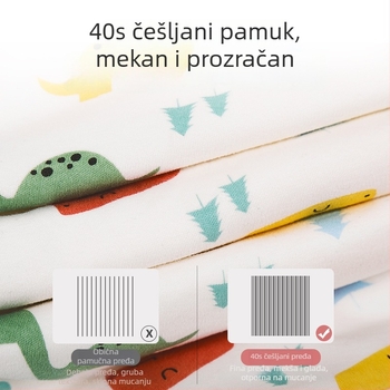 Dječja vreća za spavanje s rukavima, debela za sve sezone, pamuk, antibakterijska, regulacija temperature, odvlaživanje vlage, motiv crtani