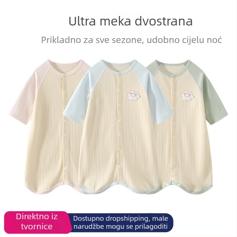 Dječja vreća za spavanje s anti-startle dizajnom, podijeljene noge, dugi rukavi, bambus tkanina, punilo od 100% pamuka