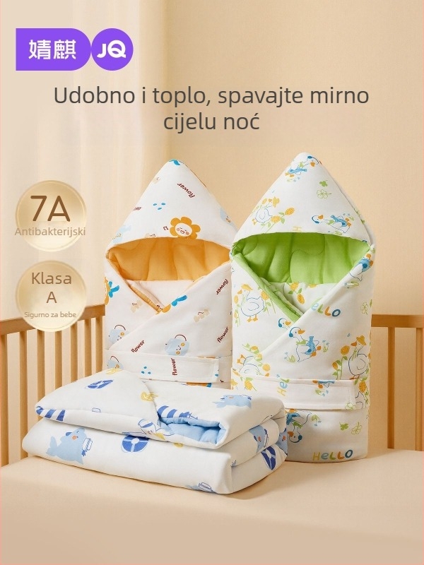 Jingqi dječja zavojnica za novorođenčad, 100% pamuk, klasa A, Space Cotton punjenje, uzorak sa životinjama, za novorođenčad i djecu do 3 godine, sve sezone