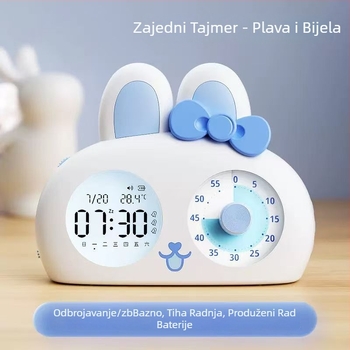 3-u-1 dječji alarmni sat za disciplinu u učenju i tiho buđenje — okruglo plastično kućište, punjiva energija, Hanlin time, moderan jednostavan stil