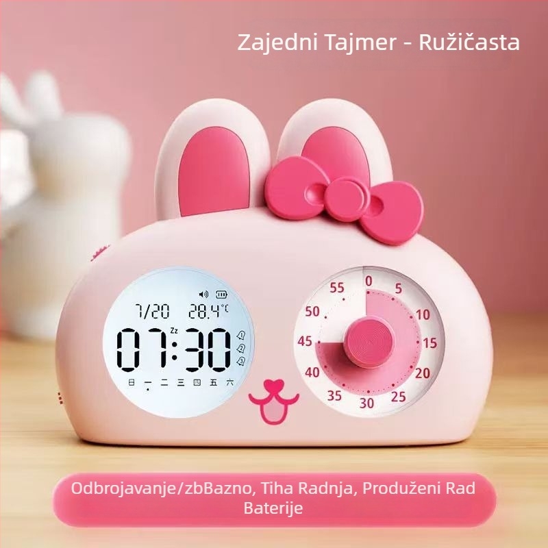 3-u-1 dječji alarmni sat za disciplinu u učenju i tiho buđenje — okruglo plastično kućište, punjiva energija, Hanlin time, moderan jednostavan stil