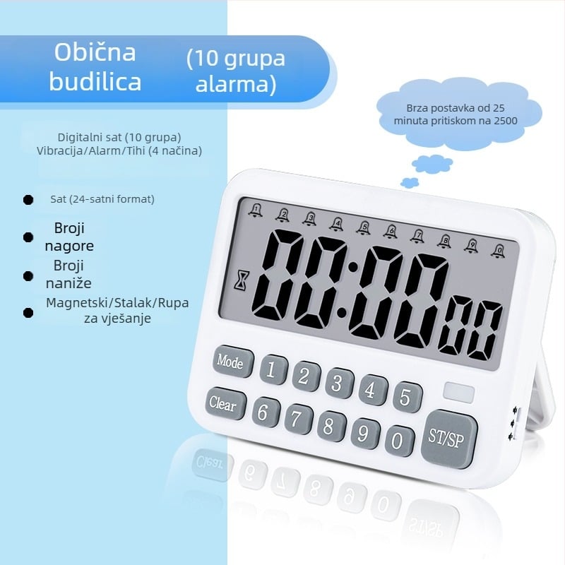 Stolni sat s tihim vibracijskim alarmom, punjiv, analogni prikaz, Fias mehanizam, brojčanik od kaljenog stakla