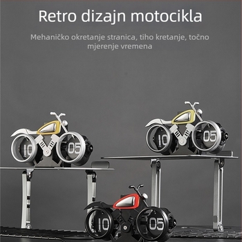 Stolni sat u obliku motocikla — kvarcni mehanizam, branda Wonderful, prikaz brojeva, napajanje baterijom, plastično kućište