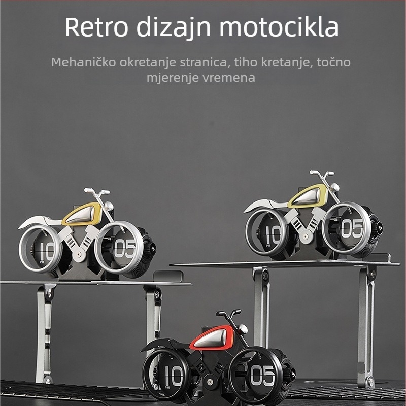 Stolni sat u obliku motocikla — kvarcni mehanizam, branda Wonderful, prikaz brojeva, napajanje baterijom, plastično kućište