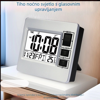 JIMEI budilnik s LCD brojčanim prikazom, baterijsko napajanje, kvarcni mehanizam, noćno osvjetljenje, alarm i kalendar