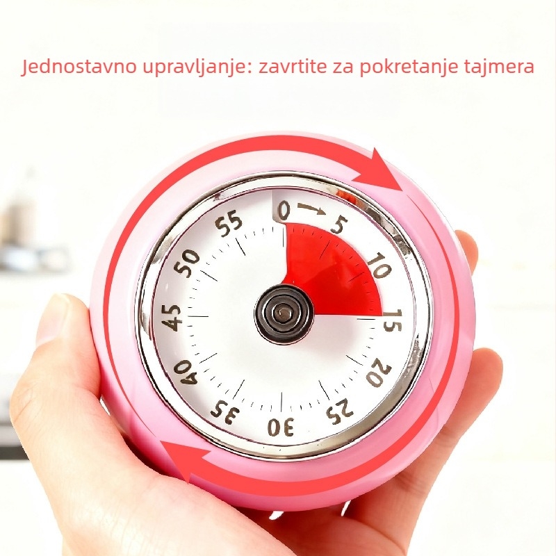 Vizualni kuhinjski timer s magnetskim držačem, analogni pokazatelj s brojevima, kvarcni mehanizam, baterijsko napajanje