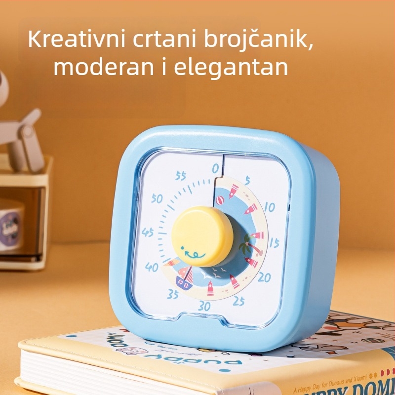 Vizualni timer za djecu s crtić dizajnom, ABS kućište, alarmni sat za učenje i domaće zadaće