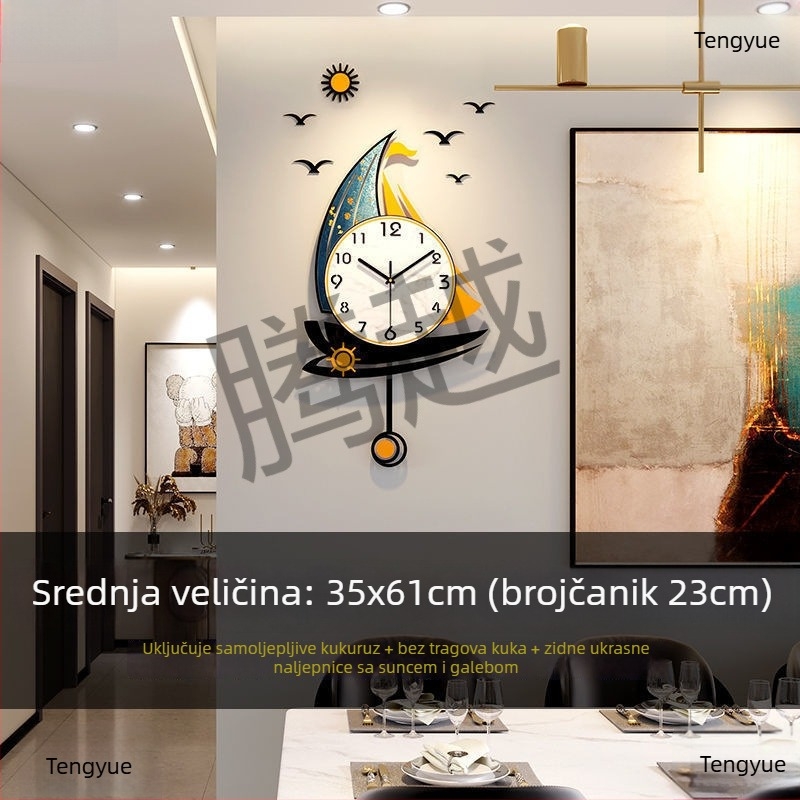 Zidni sat nordijskog stila s akrilnim kućištem i brojčanikom, kvarcni mehanizam Canovoe, napaja se baterijom