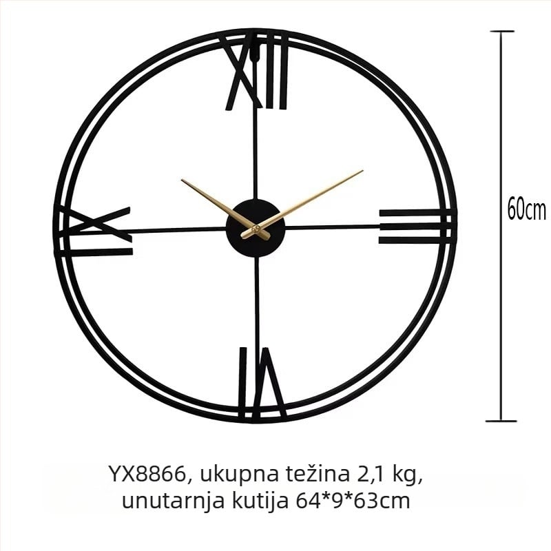 Odik zidni sat, kružni metalni cifernik, LED zaslon, tiho kretanje, baterijsko napajanje, jednostrani