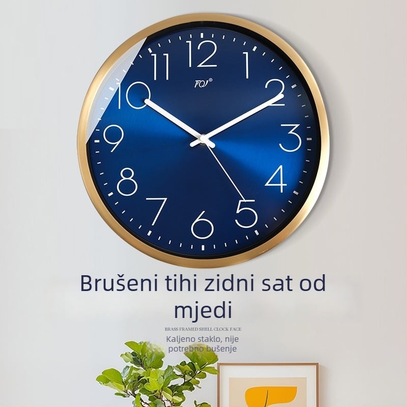 TQJ Minimalistički mesingani zidni sat – tih rad, moderan dnevni boravak dekor, kvarcni mehanizam, kružnog oblika, napajanje baterijom