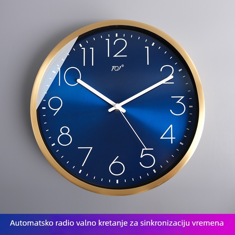 TQJ Minimalistički mesingani zidni sat – tih rad, moderan dnevni boravak dekor, kvarcni mehanizam, kružnog oblika, napajanje baterijom