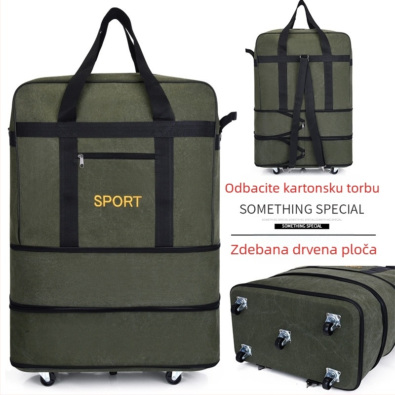 Platnena duffel torba za putovanja – Marka T6, Unisex, Uzorak s slovima, Prozračna, Otporna na habanje, Učvršćivanje udaraca