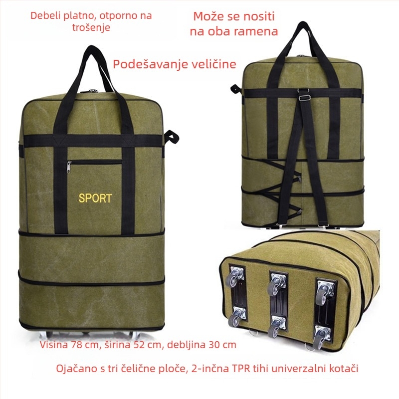 Platnena duffel torba za putovanja – Marka T6, Unisex, Uzorak s slovima, Prozračna, Otporna na habanje, Učvršćivanje udaraca