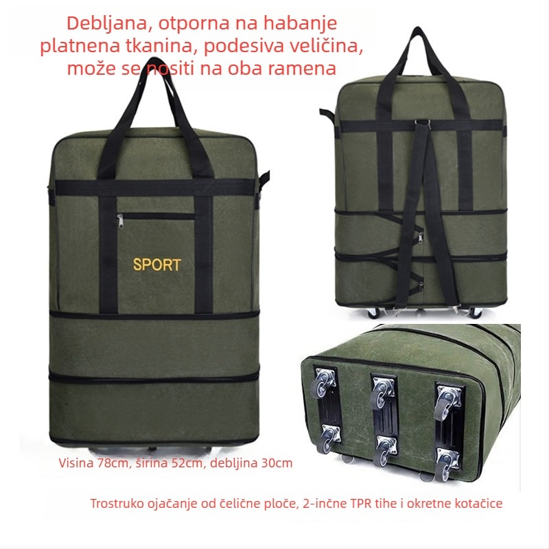 Platnena duffel torba za putovanja – Marka T6, Unisex, Uzorak s slovima, Prozračna, Otporna na habanje, Učvršćivanje udaraca