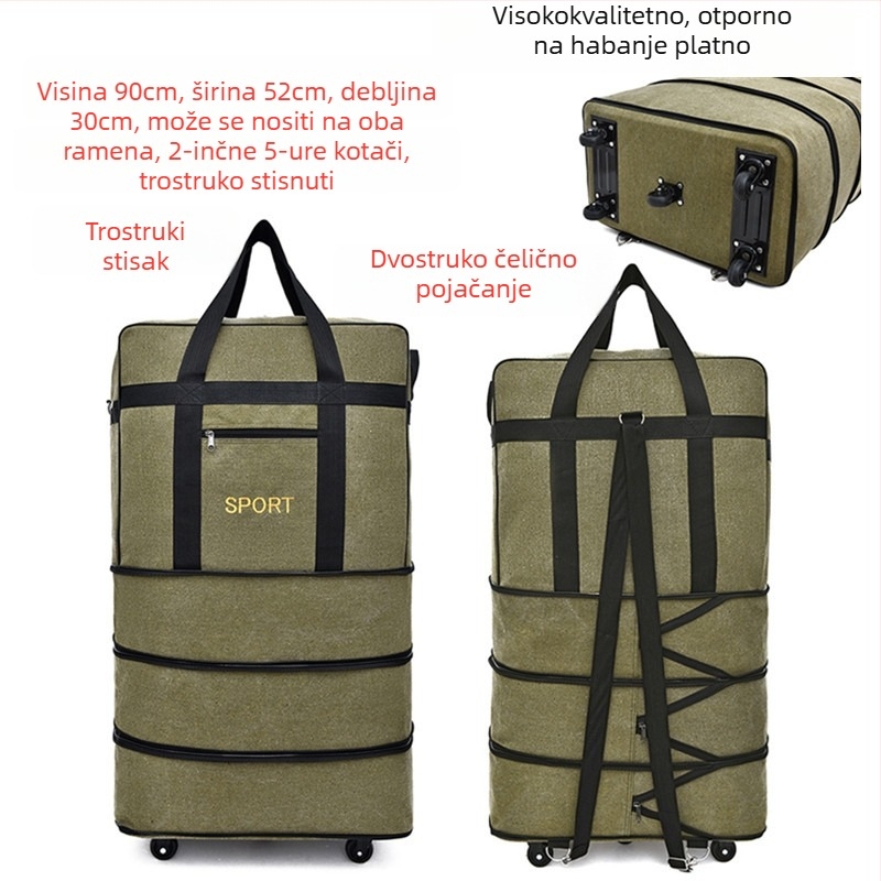 Platnena duffel torba za putovanja – Marka T6, Unisex, Uzorak s slovima, Prozračna, Otporna na habanje, Učvršćivanje udaraca