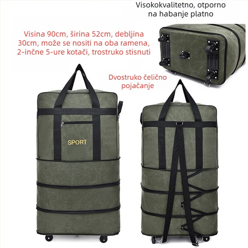 Platnena duffel torba za putovanja – Marka T6, Unisex, Uzorak s slovima, Prozračna, Otporna na habanje, Učvršćivanje udaraca
