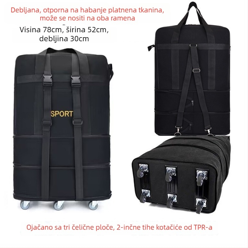 Platnena duffel torba za putovanja – Marka T6, Unisex, Uzorak s slovima, Prozračna, Otporna na habanje, Učvršćivanje udaraca