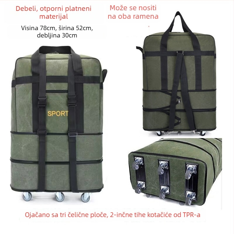 Platnena duffel torba za putovanja – Marka T6, Unisex, Uzorak s slovima, Prozračna, Otporna na habanje, Učvršćivanje udaraca