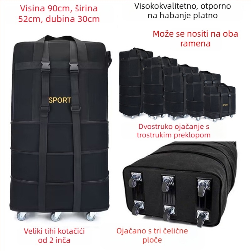 Platnena duffel torba za putovanja – Marka T6, Unisex, Uzorak s slovima, Prozračna, Otporna na habanje, Učvršćivanje udaraca