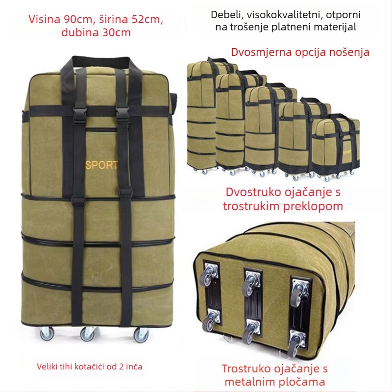 Platnena duffel torba za putovanja – Marka T6, Unisex, Uzorak s slovima, Prozračna, Otporna na habanje, Učvršćivanje udaraca