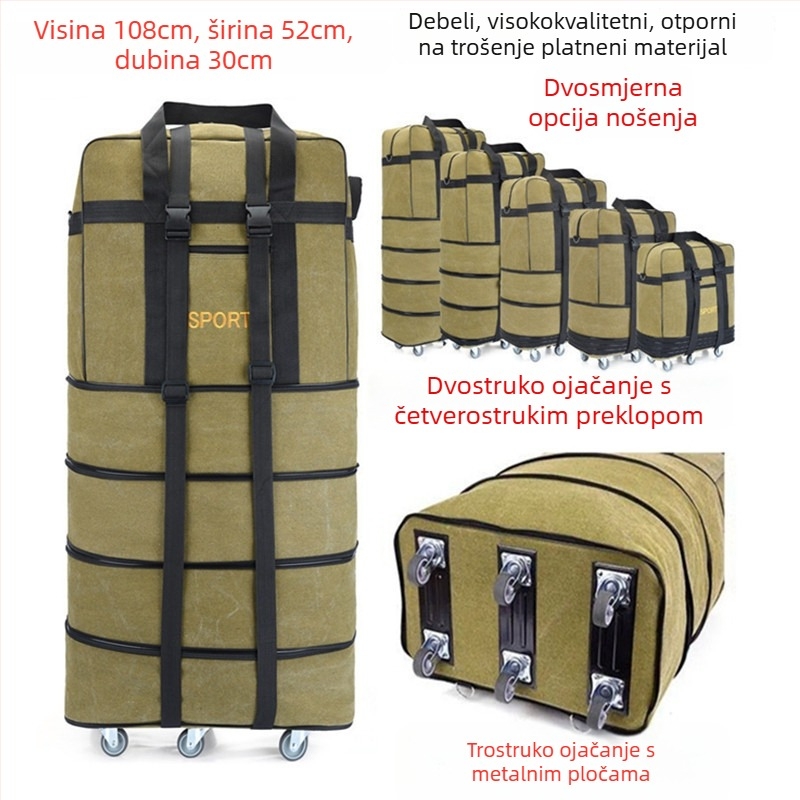 Platnena duffel torba za putovanja – Marka T6, Unisex, Uzorak s slovima, Prozračna, Otporna na habanje, Učvršćivanje udaraca