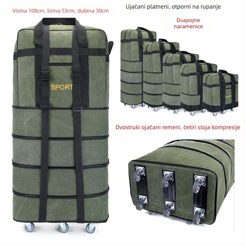 Platnena duffel torba za putovanja – Marka T6, Unisex, Uzorak s slovima, Prozračna, Otporna na habanje, Učvršćivanje udaraca