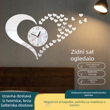 Zidni sat s akrilnim pravokutnim kućištem i oglednim brojčanikom; pogon Seiko 5168S, baterijsko napajanje, jednostrana, tih rad, kazaljke i brojevi