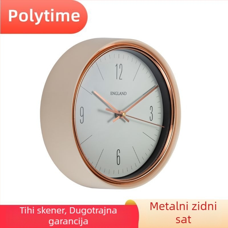Zidni sat s nordijskim minimalističkim dizajnom, tiši hod kazaljke, napajan baterijom, metalno kućište, jednostrani