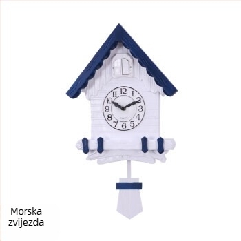Europski stil zidni sat u obliku kuće s karikaturalnim dizajnom, baterijsko napajanje, tih rad, za dječju sobu