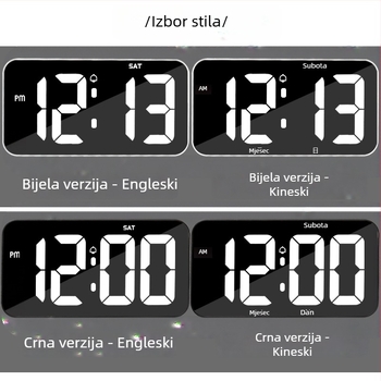 Budilica GTJP23500 s digitalnim LED zaslonom, velikim zaslonom, tjednim prikazom i funkcijom alarma
