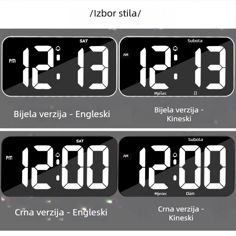 Budilica GTJP23500 s digitalnim LED zaslonom, velikim zaslonom, tjednim prikazom i funkcijom alarma