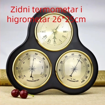 Zidni sat s meteorološkom stanicom, termometar, higrometar, barometar, vremenska prognoza, prozirno staklo