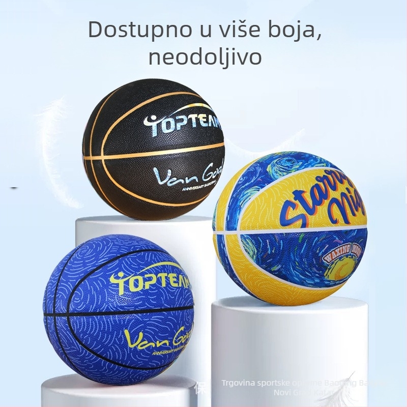 Košarkaška lopta broj 7 za mlade – trening i natjecanje, mekan dojam kože; broj 5 za djecu i osnovnoškolce, protuklizna površina