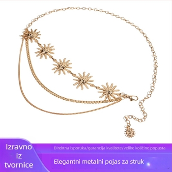 Metalni lanac za struk za žene, svestrani stil, duljina 100 cm, širina <2 cm, zima 2025
