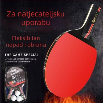 Set stolnoteniskih reketa za natjecanje – profesionalne dvostrane reverse glue guma, drveno jezgro, direktan udarac, 2 reketa