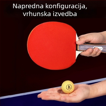 Set reketa za stolni tenis s dvije rekete s dugom drškom i tri lopte, anti-lepljiva guma, ploča od topole, marka Effective