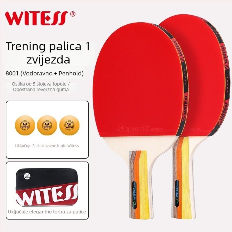 Witess/eyemaker stolnoteniska palica za djecu i početnike, ploča od topole, ljepilo guma, način udarca: direktni udar, nacionalni standard