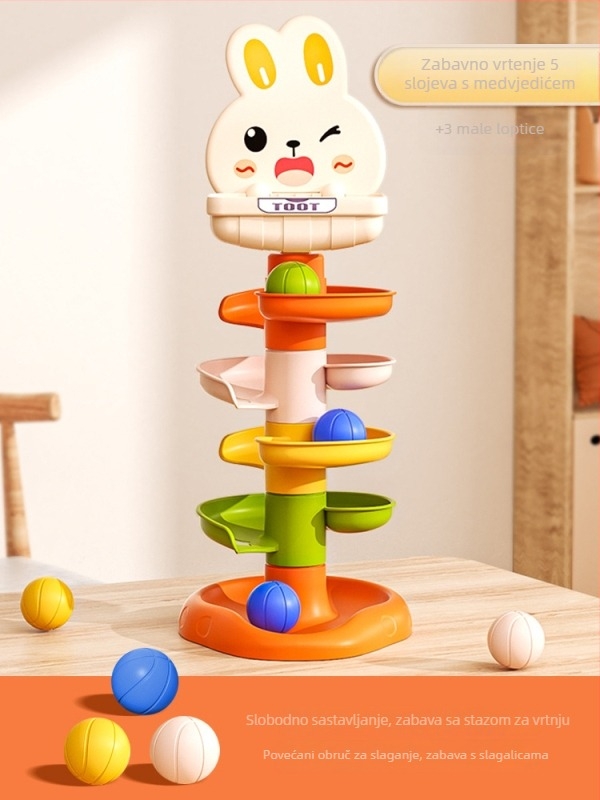 Edukativna igračka za bebe 0–2 godine: staza s obručem i okretna kugla, plastika, Equation Toys, 3C potvrda