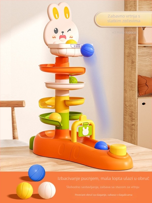 Edukativna igračka za bebe 0–2 godine: staza s obručem i okretna kugla, plastika, Equation Toys, 3C potvrda